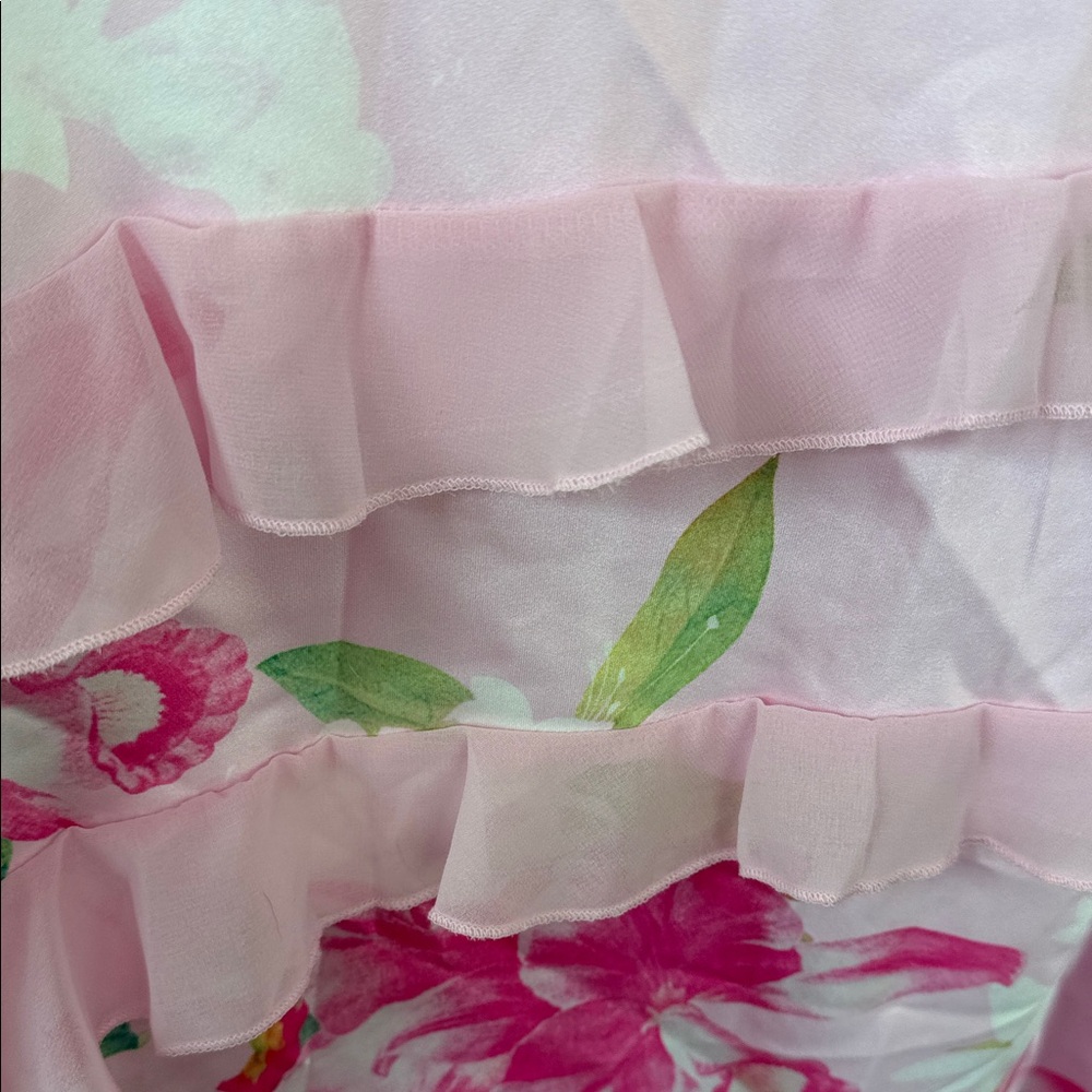 Pink Floral Ruffle Slip Dress - Picture 2 of 3